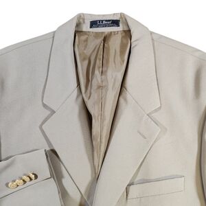 L.L. Bean Blazer Men's 46R Tan Beige Gold Button Sport Coat Micro Polyester Suit